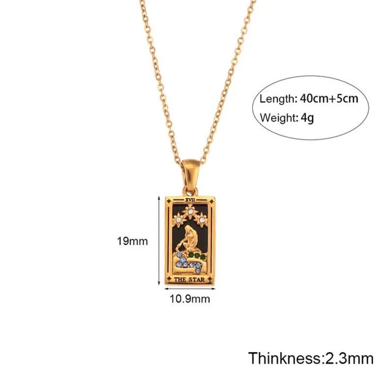 18k Gold Plated Colorful Tarot Necklace For Women - Ornaments Co - The Star