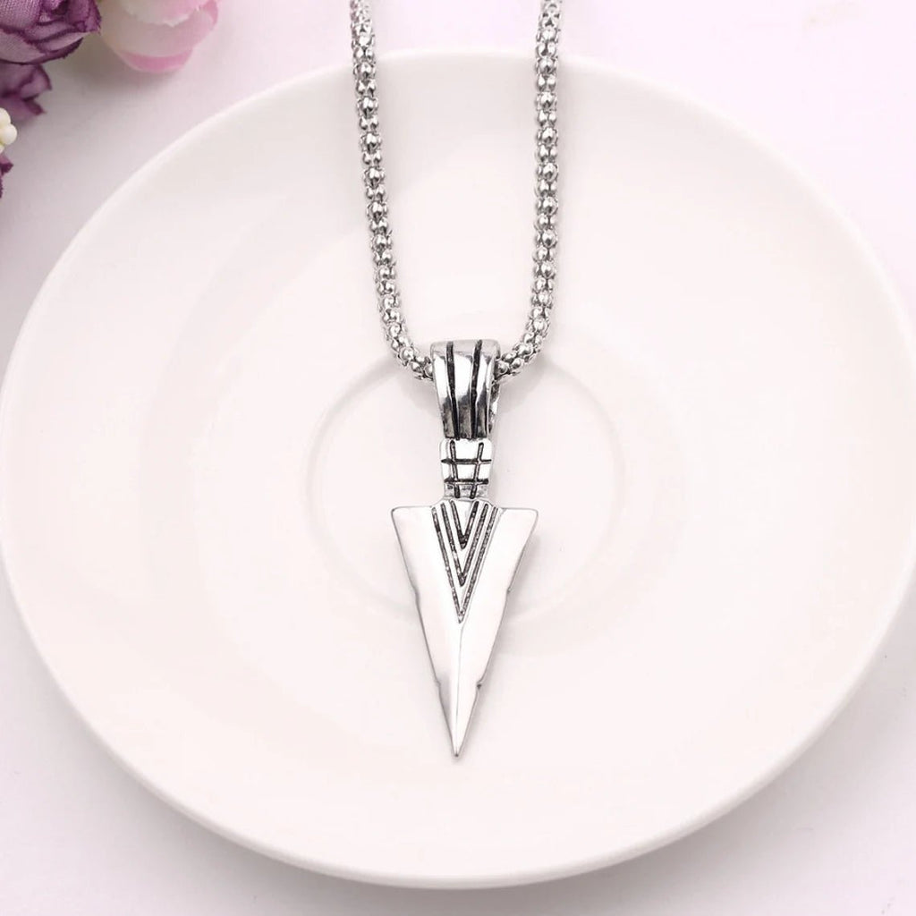 Arrow Head Pendant Rope Chain Necklace - Ornaments Co - Silver
