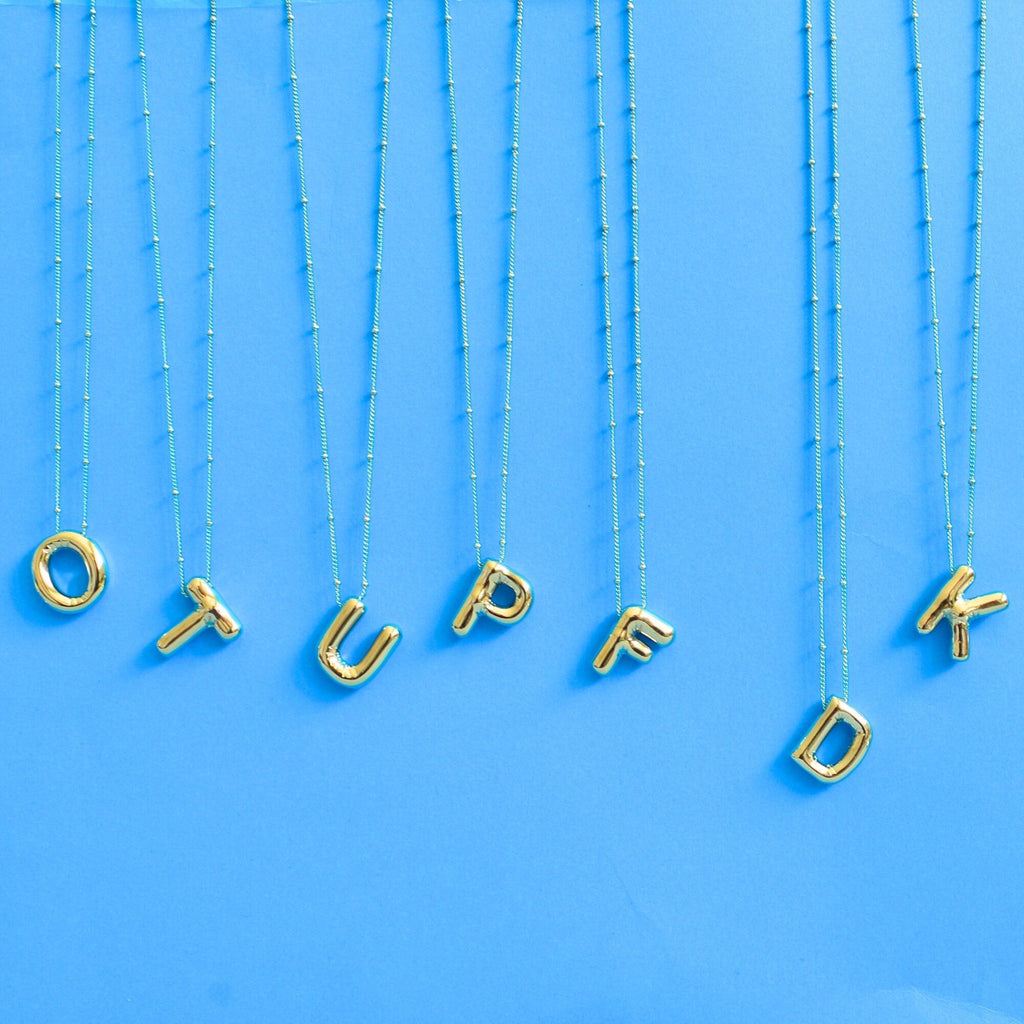 Balloon Bubble Initial Letter Necklace - Ornaments Co - 18K Gold Plated