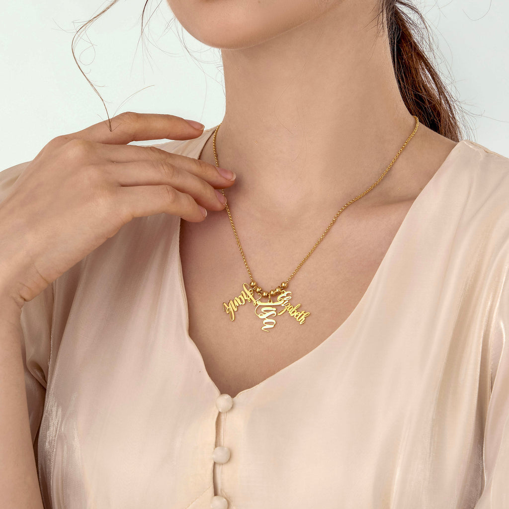 Grace Multi Name Necklace in 925 Sterling Silver - Ornaments Co - 18k Gold Platet