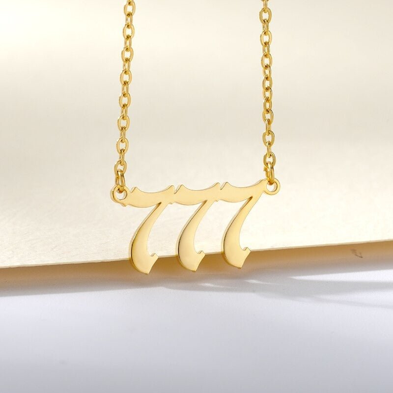 Ladies Angel Old English Font Number Pendant Chain Necklace - Ornaments Co - 18K Gold Plated