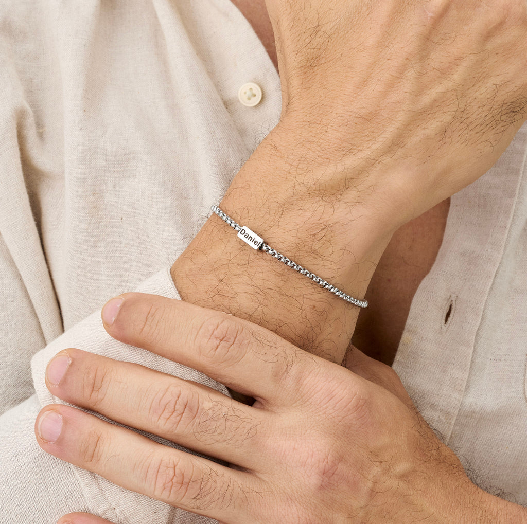 Men's Engraved Name Bracelet - Ornaments Co - 18K Gold Plated