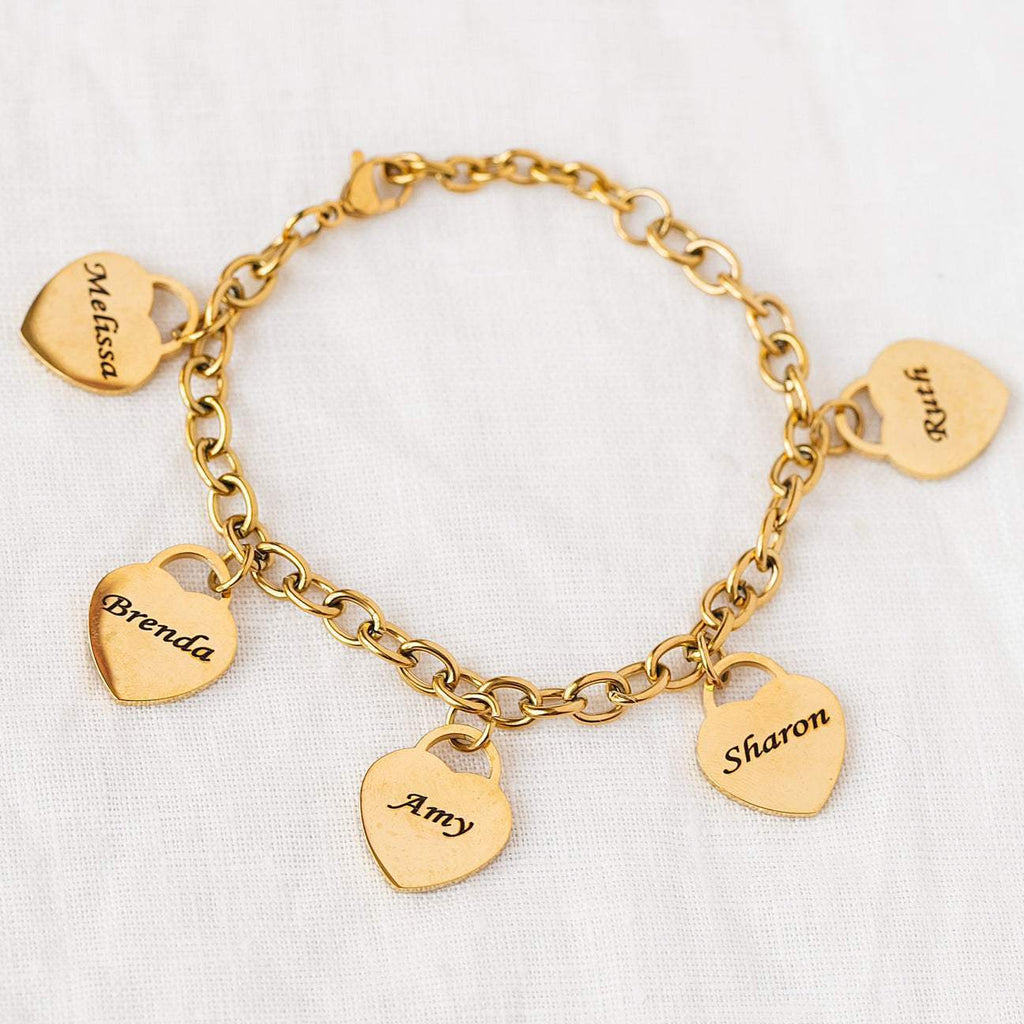 Minimalist Hearts Charms Bracelet - Ornaments Co - 18K Gold Plated