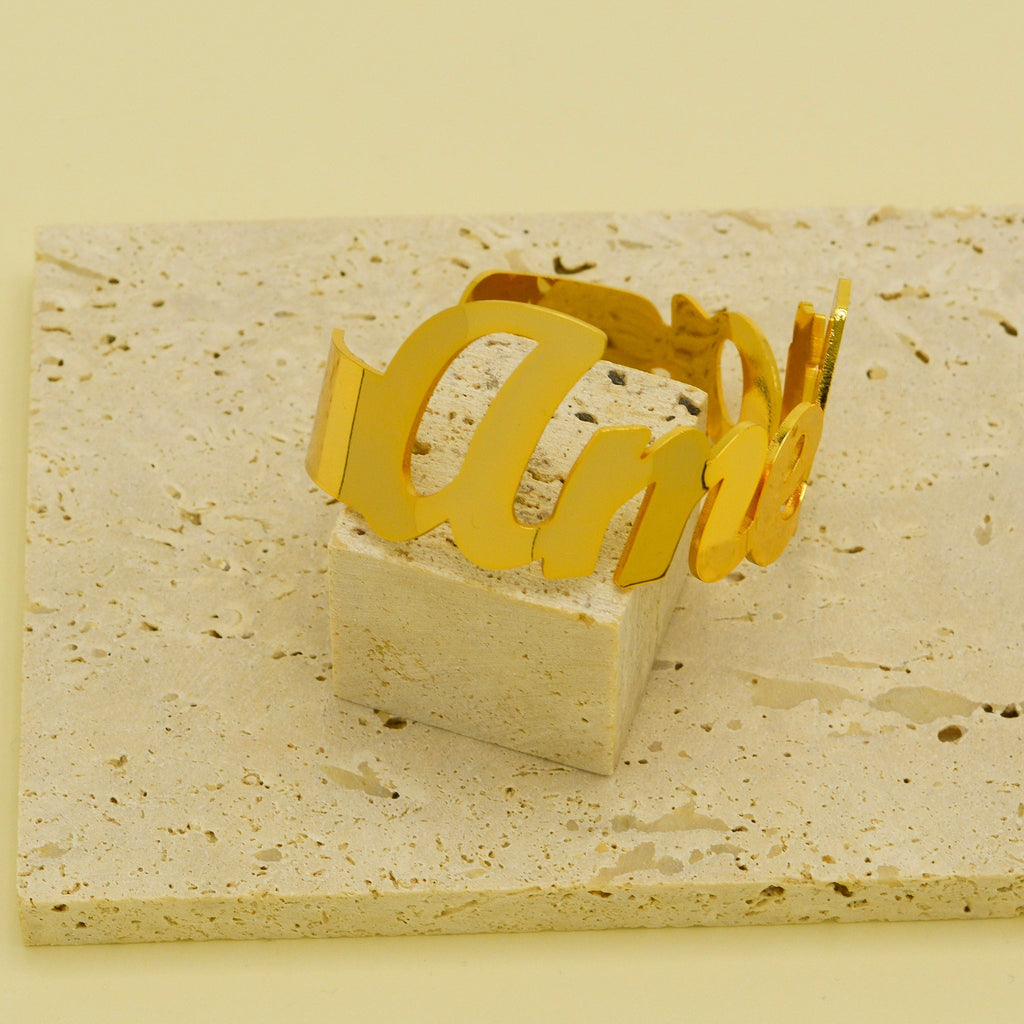 Personalised Adjustable Bangle Name Bracelet - Ornaments Co - Rose Gold