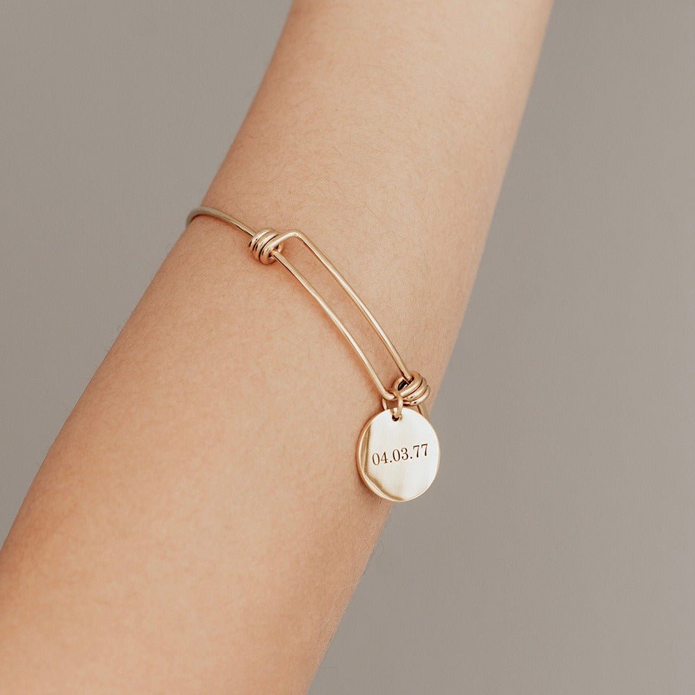 Personalized Disc Lettering Retractable Bracelet - Ornaments Co - 18K Gold Plated