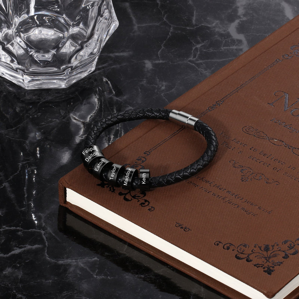 Personalized Men Genuine Stainless Steel (Only Beads) - Ornaments Co - Black