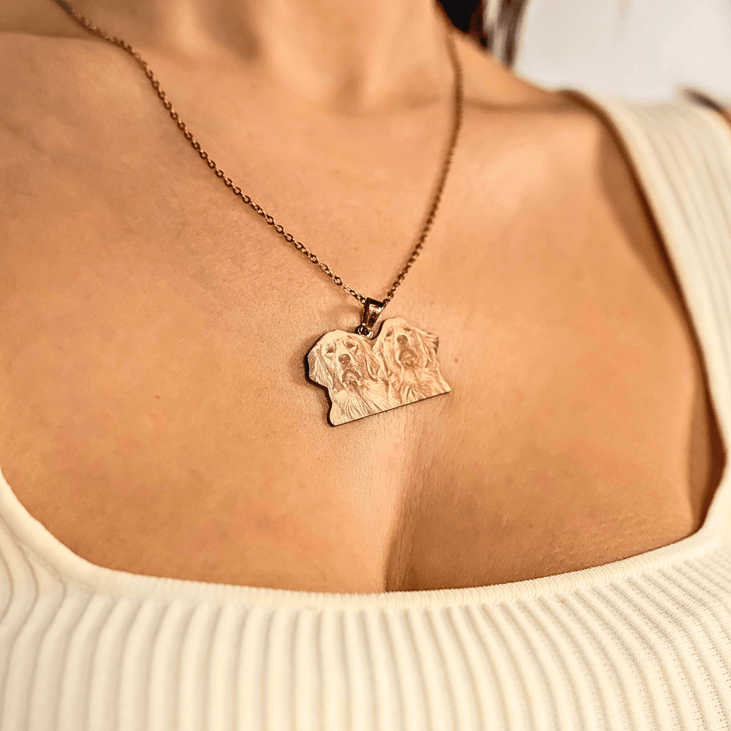 Personalized Pet Dog Memorial Portrait Photo Necklace - Ornaments Co - Rose Gold