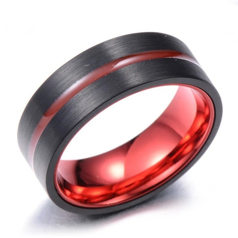 Tungsten Steel Ring For Men - Ornaments Co - Red