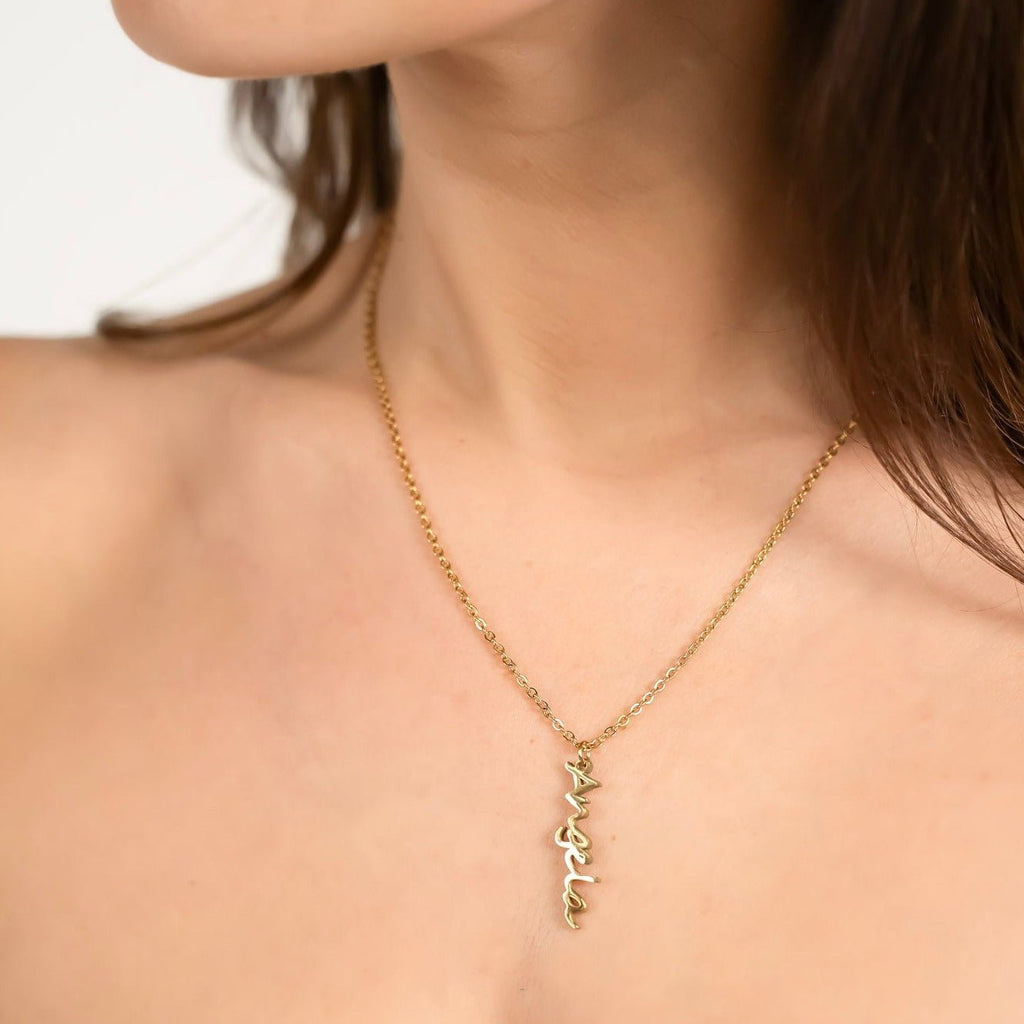 Vertical Name Necklaces for Women - Ornaments Co - 18K Gold Plated